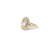 14k Two Tone .35ct G SI1 Round Diamond Oval Shape Fashion Ring
